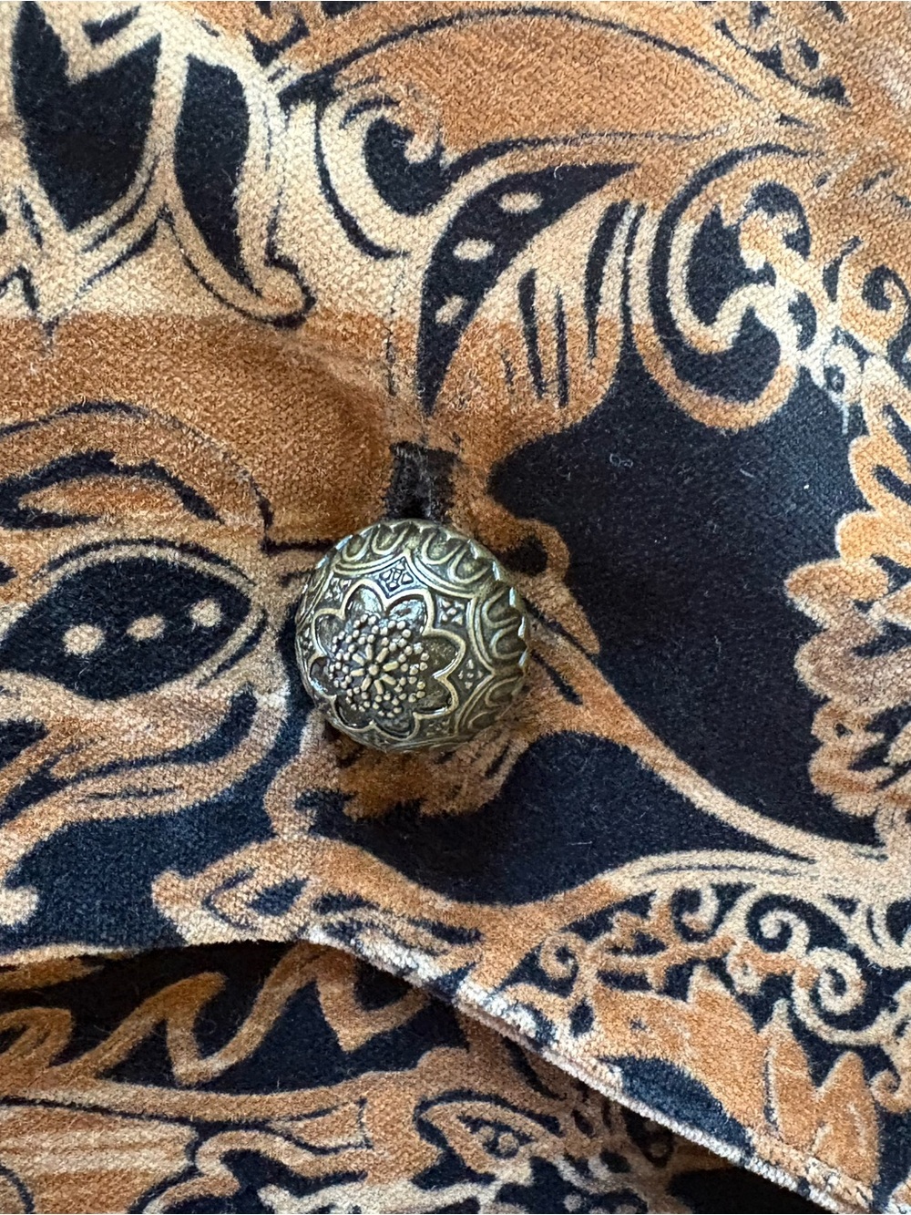 Vintage Georgiou Velvet Gold Metallic Floral Jacquard Fitted Peplum Blazer 8 - Picture 5 of 10